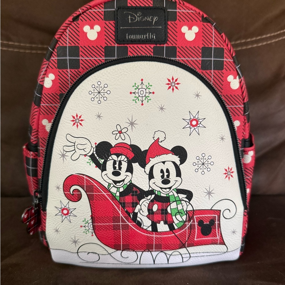 Disney Mickey & Minnie Red Plaid Kids Backpack